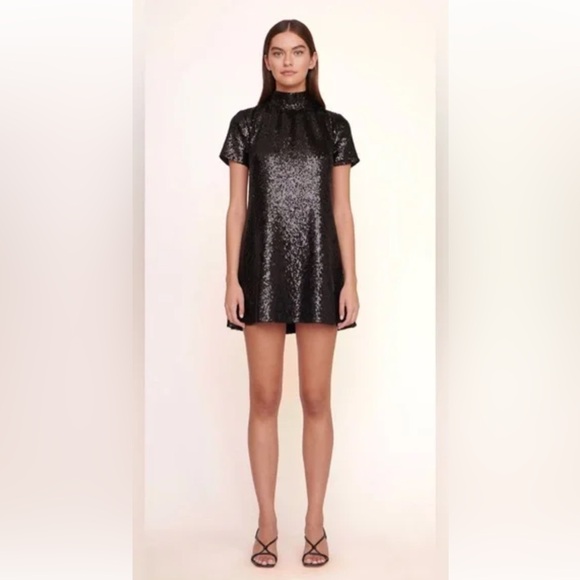 STAUD Dresses & Skirts - NWT STAUD Black Sequin Mini Ilana Dress Bow Size Small